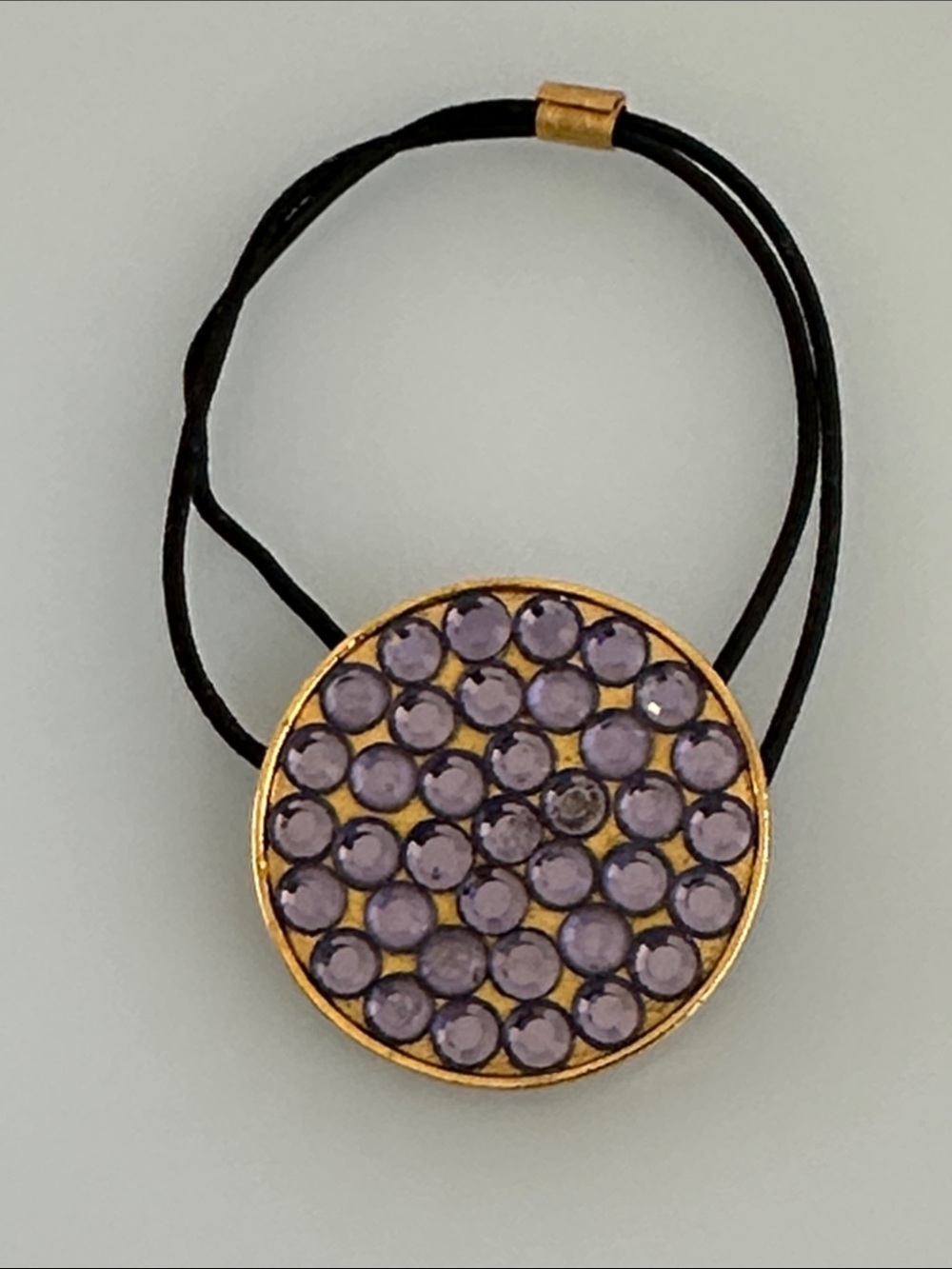 Gold-Tone Bracelet with Purple Crystal Disc Accent